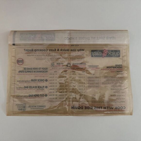 Lot Of 20 Ready Chef Go Seal & Cook Glassine Microwave & Oven Cooking Bags - Picture 4 of 4